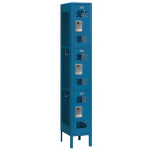 Locker Metálico Ventilado  Simple  de 3 puertas Azul