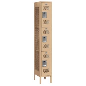 Locker Metálico Ventilado  Simple  de 3 puertas Beige