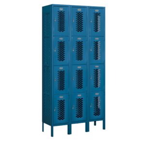 Locker Metálico Ventilado  Triple de 4 puertas Azul