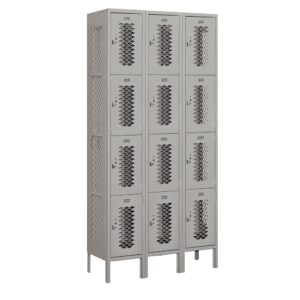 Locker Metálico Ventilado  Triple de 4 puertas Gris