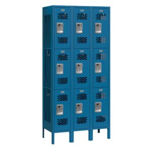 Locker Metálico Ventilado  Triple de 3 puertas Azul
